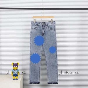 2023 Designer Mens Chromees Hearts Jeans High Street Purple For Men broderi byxor Kvinnor överdimensionerad lapphål denim rak ch mode Chromees Hearts 6074