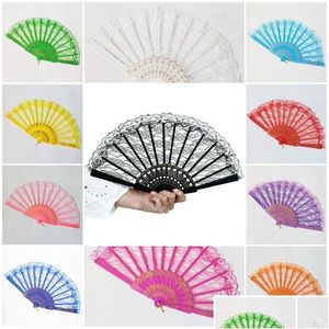 Party Favor Folding Hand Fan Single Side Lace 11 Colors Summer Chinese/Spanish Style Dance Fans Drop Delivery Home Garden Festive Su Dh8Vq