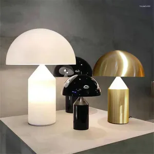 Golvlampor Oluce Atollo Lamp Black White Gold Creative Mushroom Metal For Bedroom Study vardagsrum Dekoration Bäddsida