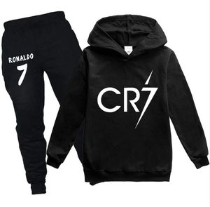 Set di abbigliamento Cr7 Ronaldo Felpe con cappuccio per bambini 2 pezzi / set Tuta per bambini Unsex Felpa con cappuccio casual e Harem per 214Y 201127 Dhvn9