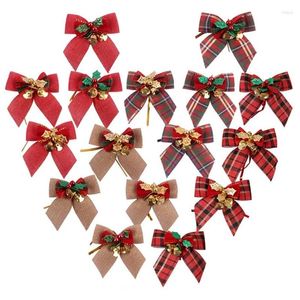 Christmas Decorations Bow With Bells Burlap Ribbon Bows For Tree Xmas Presents Wedding Party Gift Decoration