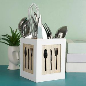 Kitchen Storage Wooden Cutlery Utensil Holder Knife And Fork Container Box