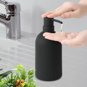 Badtillbehör Set Black Soap Dispenser Tomt bänkskiva 480 ml Återfyllningsbara badrumstillbehör för schampo Köklotion