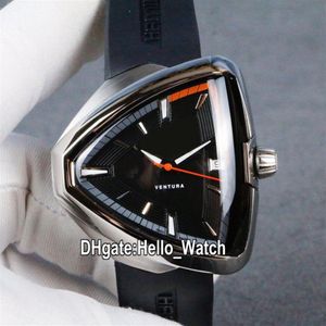 New Ventura Elvis80 H24551331 A2824 Автоматические мужские часы со стальным корпусом Черный циферблат Серый Оранжевый Внутренний резиновый ремешок Спортивные часы 42 мм H211c