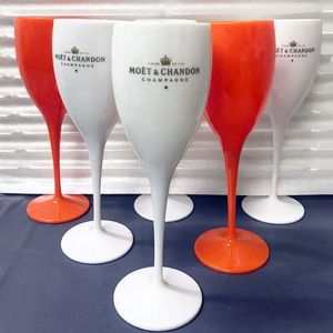 MOET CUPS ACRYLISK OBREAKABLE CHAMPAGNE VIN GLASS PLASTISK ORANGE VIT MOET CHANON VIN GLASS ICE IMPERIAL VIN GLASSER GULD L247Z
