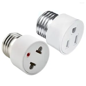 Lamphållare 1st E27 till EU US Converter Socket Screw LED -glödlampa Lysning Europeiska Amerika Plug Light Holder White