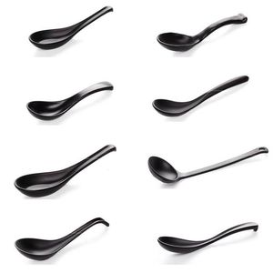 Soup Spoon Black Matte Ladle Spoon Plastic Japanese Style Melamine Tableware Anti-Fall Tortoise Shell Shaped306Z