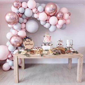 Macaron Balloons Zestaw Pastel Gray Różowe balony girlande Rose Gold Confetti Globos Party Wedding Decor Baby Shower Supplies199v