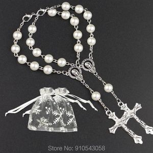 Party Favor Simplewoo First Communion Gifts Baptism Rosary Favors Recuerdos De Bautizo Quinceanera WHITE SILV Pack Of 12pcs229B