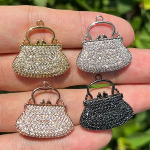 Bangle 5 Pcs Purse Charms Fashion Bag Pendant Cubic Zircon Paved for African Black Woman Diy Necklace Bracelets Jewelry Accessories