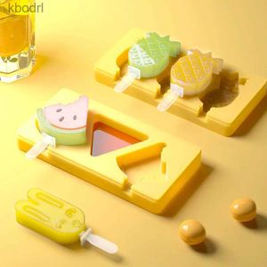 Glassverktyg Silikon Ice Cream Mold Popsicle Siamese Mögel med lock DIY Hemlagad Ice Lolly Mold Fruit Image Handgjorda kökverktyg YQ240130