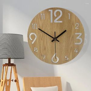 Relógios de parede minimalista bateria relógio de madeira quarto silencioso sala de estar moderno luxo horloge murale design interior yy50wc