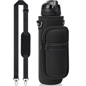 Bottiglie d'acqua Bottiglia da 32 Oz con custodia - Borsa da trasporto con tracolla in paglia da 1 litro a tenuta stagna senza BPA per bambini Donne Uomini