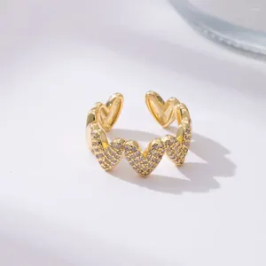 Кольца кластера, корейское кольцо с микро инкрустацией цирконом, модное элегантное простое геометрическое кольцо для женщин, ювелирные изделия