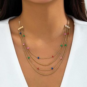 choker ingesight.zビンテージマルチレイヤーカラフルなドロップオイルボールビーズビーズネックレスパンクキューバチェーンパーティーギフト