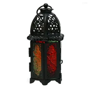 Portacandele Lanterna Lampada Decorazione Stile marocchino Casa per interni Regalo facile da usare Leggero salvaspazio Supporto in vetro cavo di ferro