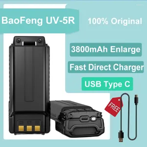 Walkie talkie bf-f8hp batteri baofeng uv-5r USB typ c original förstora 3800mAh förlängda Li-ion BL-5 UV-5RA Radio UV-5re