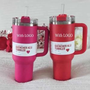 THE QUENCHER H2.0 Cosmo Pink Parade TUMBLER 40 OZ ICED-Becher 304 Schluck Weinbecher Valentinstagsgeschenk Target Red-Wasserflaschen 0130