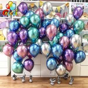 50 100 pçs balões de látex metálicos 5 10 12 polegadas ouro prata cromo ballon decorações de casamento globos fontes de festa de aniversário y0107290t