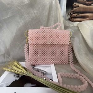 Sacos de noite verão doce versátil crossbody sacos para mulher mão tecido cristal saco moda feminina ins rosa bolsa 2024 novo