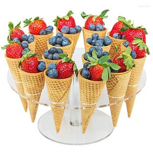 Bakeware Araçları 6/16 Delikler Şeffaf Akrilik Dondurma Stand Standı Kek Konisi Hamur Tutucu Düğün Partisi Büfe Gıda Ekran Rafı Bake Aracı