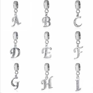 Letter Charms for European Bracelets Necklace Authentic 925 Sterling Silver A-Z Pendant Beads DIY Alphabet Accessories Fit Making 3155