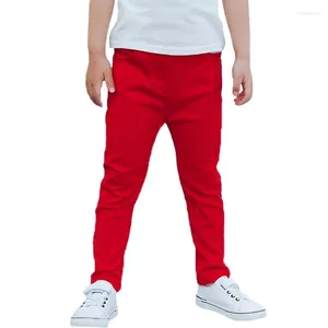 Trousers Boys Children Red Black Pants Toddler Stretch Trouser Cotton Spring Autumn 2024 Kids Legging Jeans For 2 3 4 5 6 7 8 9 10 Years