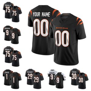 Men's Cincinnati''bengals'Jjoe Burrow Cam Taylor-Britt Custom Black 2023 F.U.S.E. 4つ星Cパッチ蒸気untouchable Limited Football Stitched Jersey