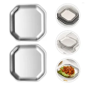 Dinnerware Sets Stainless Steel Dipping Dish 2Pcs Geometric Soy Sauce Vinegar Bowls Sushi Dip Cups Seasoning Saucer Appetizer Plate Small