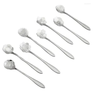 Coffee Scoops 8pcs/set Stainless Steel Christmas Tableware Spoons Ice Cream Dessert Spoon Flower Cherry Mixing