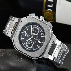 BR Brand Sport Quartz Bell Multifunction Watch Business Men rostfritt stål Kalender Ross Square Watch Factory Drop265a