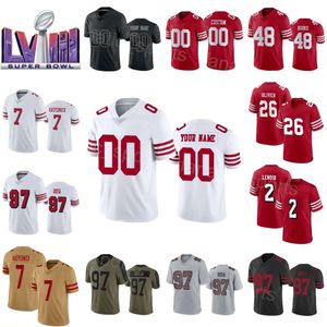 Futbol Süper Kaseler 2 DeModore Lenoir Jersey 26 Isaiah Oliver 31 Tashaun Gipson SR 48 Oren Burks 98 Javon Hargrave 7 Colin Kaepernick 97 Nick Bosa Çocuk Erkek Kadın Kadınlar