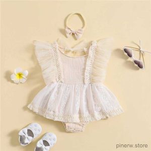 Vestidos da menina 0-24m verão recém-nascido bebê meninas doce romper vestido flor bordado borboleta asas voar manga macacões com faixa de cabeça