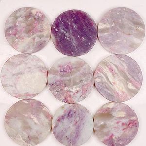 Decorative Figurines Natural Pink Tourmaline Crystal Round Slice Polished Healing Energy Home Decoration Mineral Stone DIY Pendant Gifts