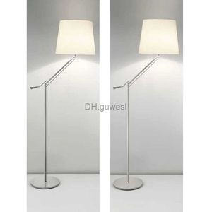Lampy podłogowe klasyczne Włochy design nowoczesna srebrna lampa e27 biała abażur prosty elastyczny salon łóżko metalowy yq240130