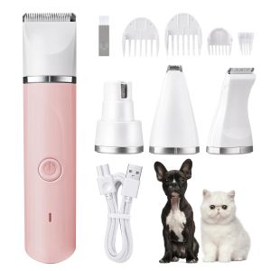 SHAVERS 4IN1 Electric Dog Clippers Pet Grooming Tools Cordless Dog Shaver Trimmer Low Noise Cats Hårklippning Nagelmalning