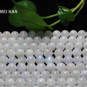 Lucite Meihan Frete Grátis (1 Fio/conjunto) Natural Aaa 8mm 10mm Rainbow Moonstone Contas Redondas Suaves para Fazer Jóias Design Diy