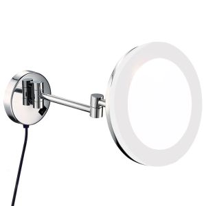 Specchi Gurun Bath Hotel Specchi per trucco luminosi montati a parete con luce a LED e ingrandimento Plug-in cromato lucido, fascia alta