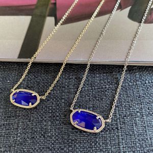 Designer kendras scotts Jewelry K-style Fashion Quality Simple Multi Cut Blue Opal Oval Necklace Womens Jewelry