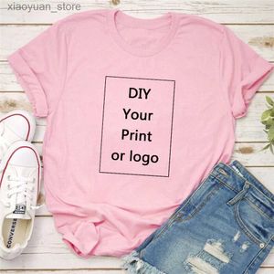 Women's T-Shirt Customized Printing Leisure T Shirt Summer Women DIY Your Like Photo or T-Shirt Fashion Custom Female Top Pink White Tshirt 240130