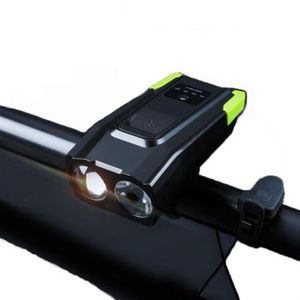 USB do ładowania lampy rowerowej z klaksonem 2 LED Bikefront Light 6 Tryby oświetlenia Rowerowe reflektor Wodoodporny latarka 288g