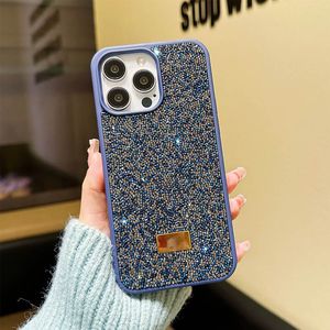 iPhone 15 Pro Max Designer Bling Phone Case для Apple 14 плюс 13 12 12 Huawei Mate 60 роскошный роскошный страза с бриллиантовым блеском Мобильная задняя крышка Sparkling Coque Fundas Deep Blue