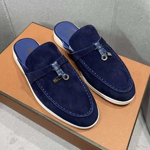 Mule loafers mocka kvinnor tofflor lägenheter loafers 100% riktig mocka moccasin storlek 35-45 lyxdesigner skor sommarslipor djupt ocra babouche charms promenad linne 676