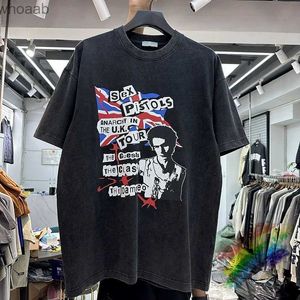 Herren T-Shirts Washed High Street Punk Rock Band Street T-Shirt Männer Frauen T-Shirt Top Übergroßes Vintage T-Shirt 240130