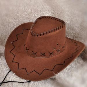 Berretti Cappello da cowboy occidentale per donna Uomo Viaggi all'aperto Tempo libero Ombrellone da spiaggia a tesa larga Cavaliere del sole