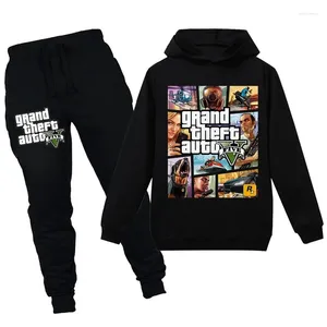 Kleidungssets Grand Theft Auto V GTA 5 Kinder Hoodies Hosen 2 Stück Langarm Pullover Jungen Sweatshirt Teenager Mädchen 12 14 Jahre