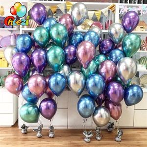 50 100pcs metalik lateks balonlar 5 10 12 inç altın gümüş krom balon düğün dekorasyonları globos doğum günü partisi malzemeleri y0107221g