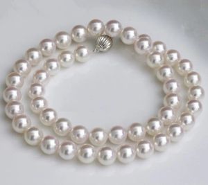 Hängen enorma AAAAA 910mm naturliga South Sea Authentic White Round Pearl Necklace