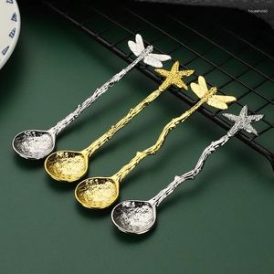 Coffee Scoops Dessert Spoon Dragonfly Branches Retro Spoons Ice Cream Measuring Tea Accessories Tablespoons Creative Tableware