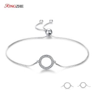 Bangles TONGZHE Charms Men Love Heart Bracelet for Women 100% 925 Sterling Silver Crystal Stones Adjustable Beads Best Friend Jewelry